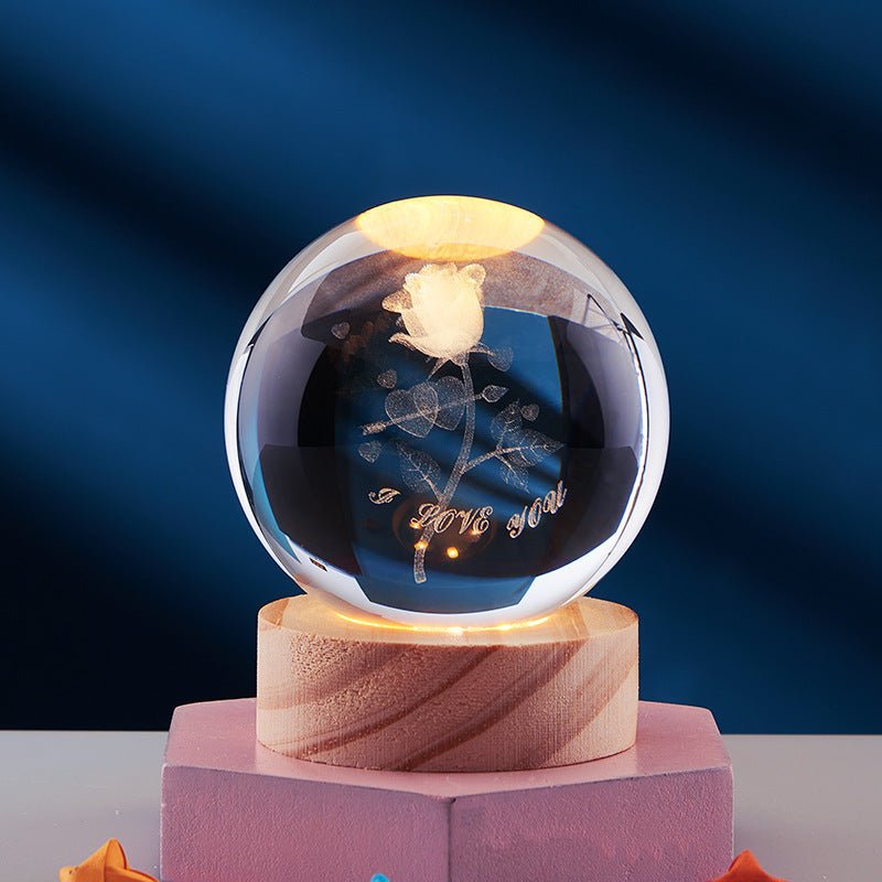 Lampe de Nuit Système Solaire Cristal 3D - Allomarc.com