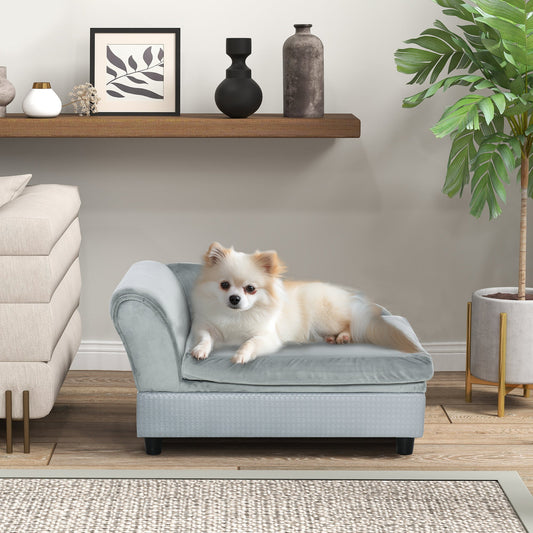Lit de Luxe pour Petits Chiens avec Rangement Caché en Mousse Souple - Mobilier Moderne pour Animaux, Gris - Allomarc.com