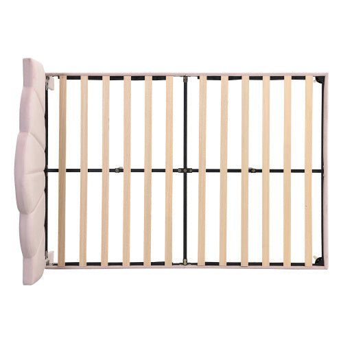 Lit en Velours Rose 150x200 cm avec Pieds en Fer Doré - Allomarc.com