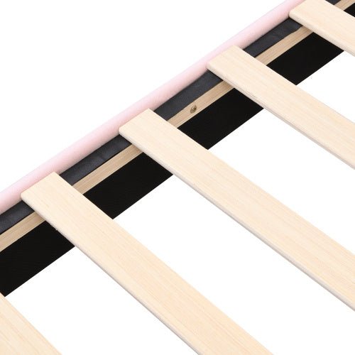 Lit en Velours Rose 150x200 cm avec Pieds en Fer Doré - Allomarc.com