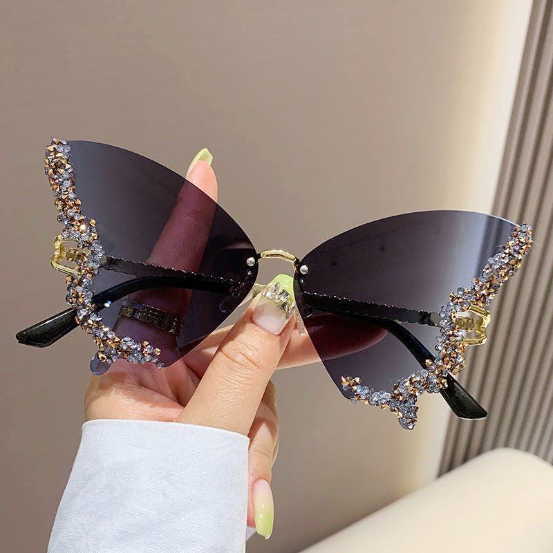 Lunettes de Soleil Papillon en Diamant de Luxe pour Femmes - Mode Y2K Vintage - Allomarc.com