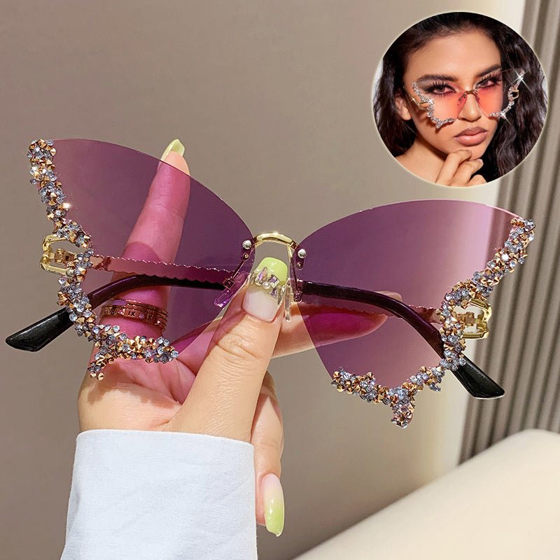 Lunettes de Soleil Papillon en Diamant de Luxe pour Femmes - Mode Y2K Vintage - Allomarc.com