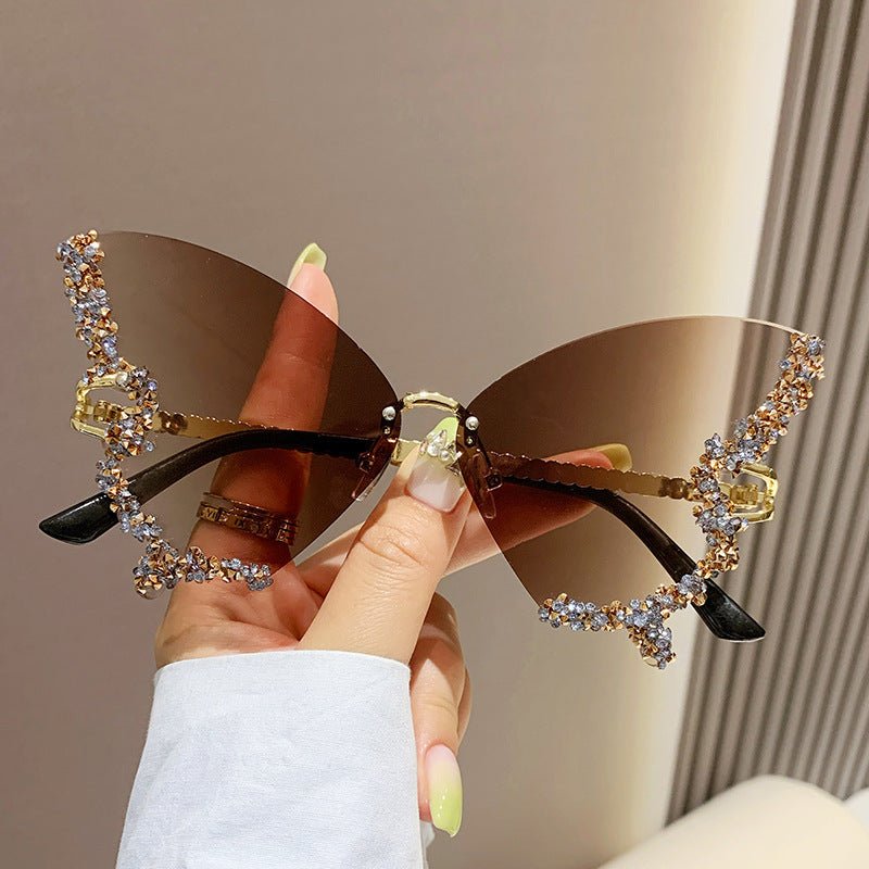 Lunettes de Soleil Papillon en Diamant de Luxe pour Femmes - Mode Y2K Vintage - Allomarc.com