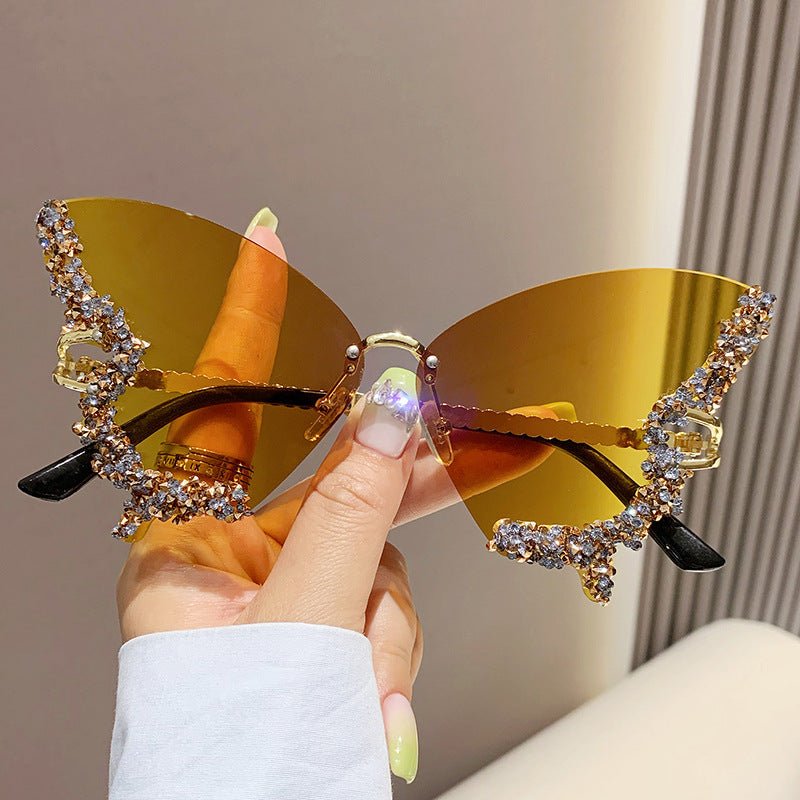 Lunettes de Soleil Papillon en Diamant de Luxe pour Femmes - Mode Y2K Vintage - Allomarc.com