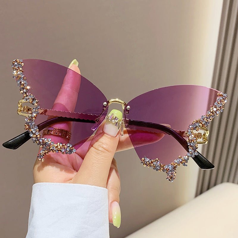 Lunettes de Soleil Papillon en Diamant de Luxe pour Femmes - Mode Y2K Vintage - Allomarc.com