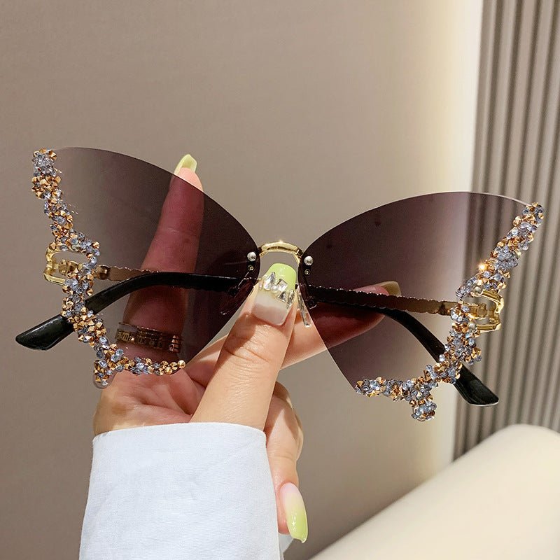 Lunettes de Soleil Papillon en Diamant de Luxe pour Femmes - Mode Y2K Vintage - Allomarc.com