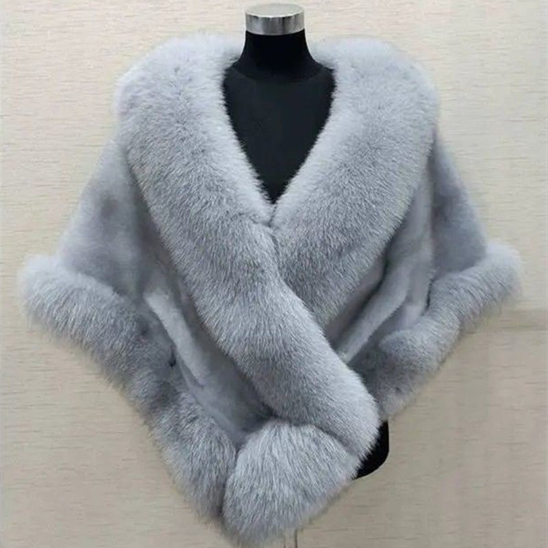 Manteau Cape en Fourrure Synthétique de Fausse Martre - Grande Taille - Allomarc.com