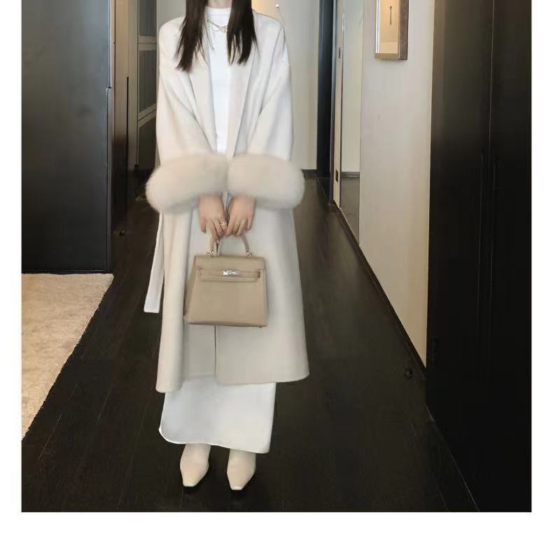 Manteau Élégant en Cachemire à Fourrure Rétro Détachable - Allomarc.com