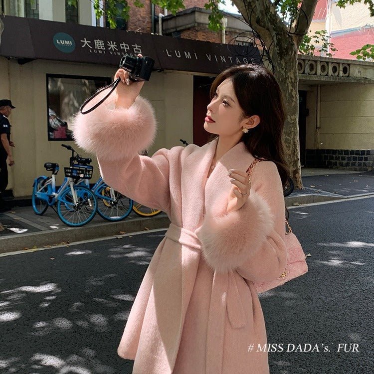 Manteau Élégant en Cachemire à Fourrure Rétro Détachable - Allomarc.com