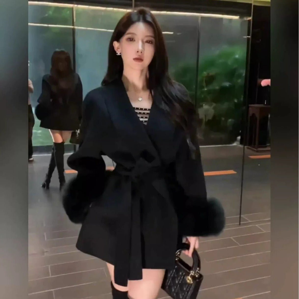 Manteau Élégant en Cachemire à Fourrure Rétro Détachable - Allomarc.com