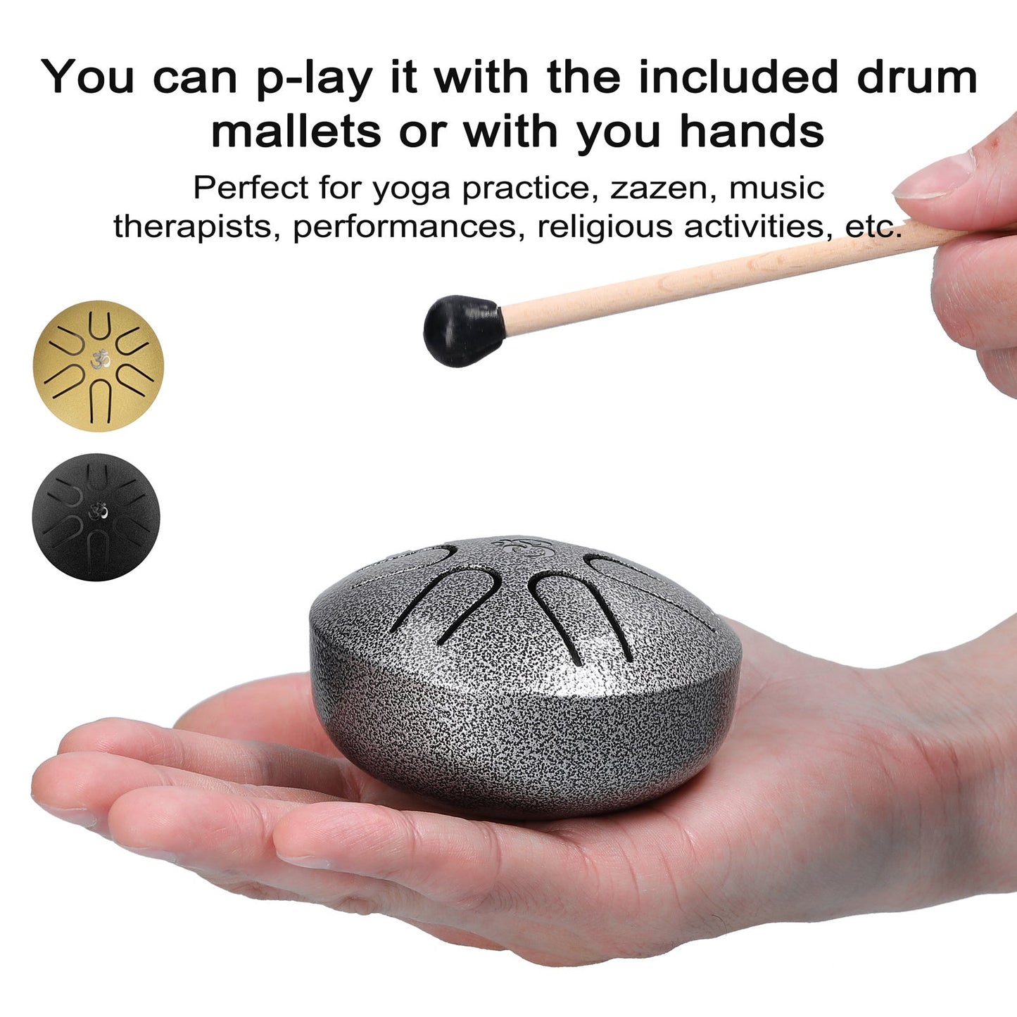 MINI Instrument de Percussion Drum Éthéré 3 pouces 6 Tons pour Débutants - Allomarc.com