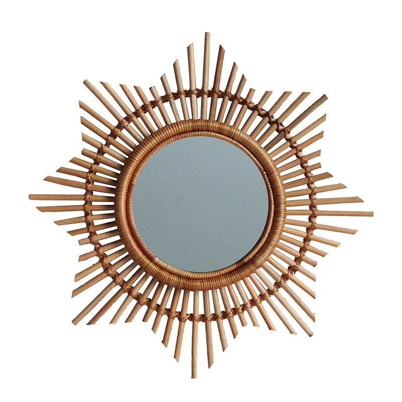 Miroir de Maquillage en Rotin - Décoration Murale Nordique - Allomarc.com