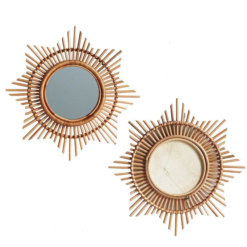 Miroir de Maquillage en Rotin - Décoration Murale Nordique - Allomarc.com