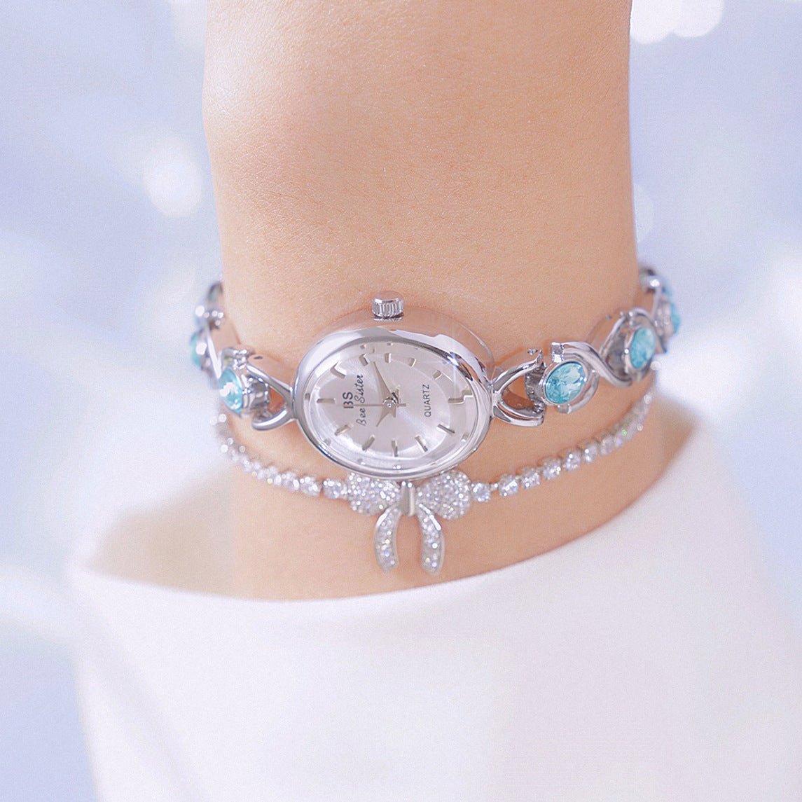 Montre de luxe légère Oval Ice Crushing Glacier Sapphire - Allomarc.com