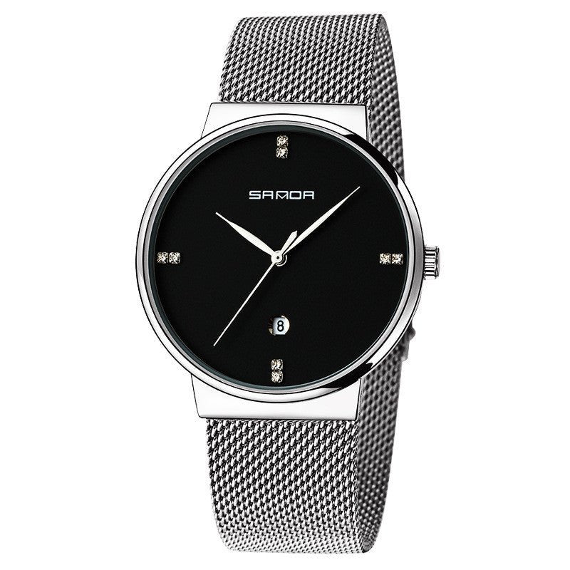 Montre pour hommes à bracelet en maille étanche avec mouvement à quartz - Allomarc.com