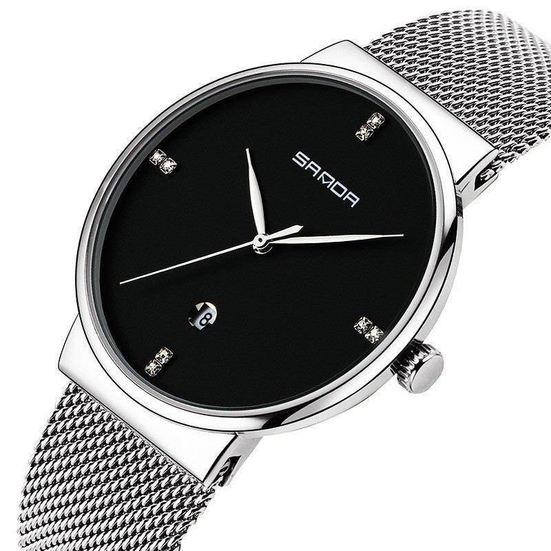 Montre pour hommes à bracelet en maille étanche avec mouvement à quartz - Allomarc.com