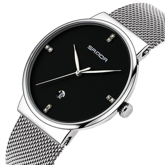Montre pour hommes à bracelet en maille étanche avec mouvement à quartz - Allomarc.com