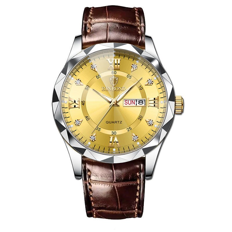 Montre Quartz Homme en Cuir Véritable Étanche - Style Affaires et Loisirs - Allomarc.com