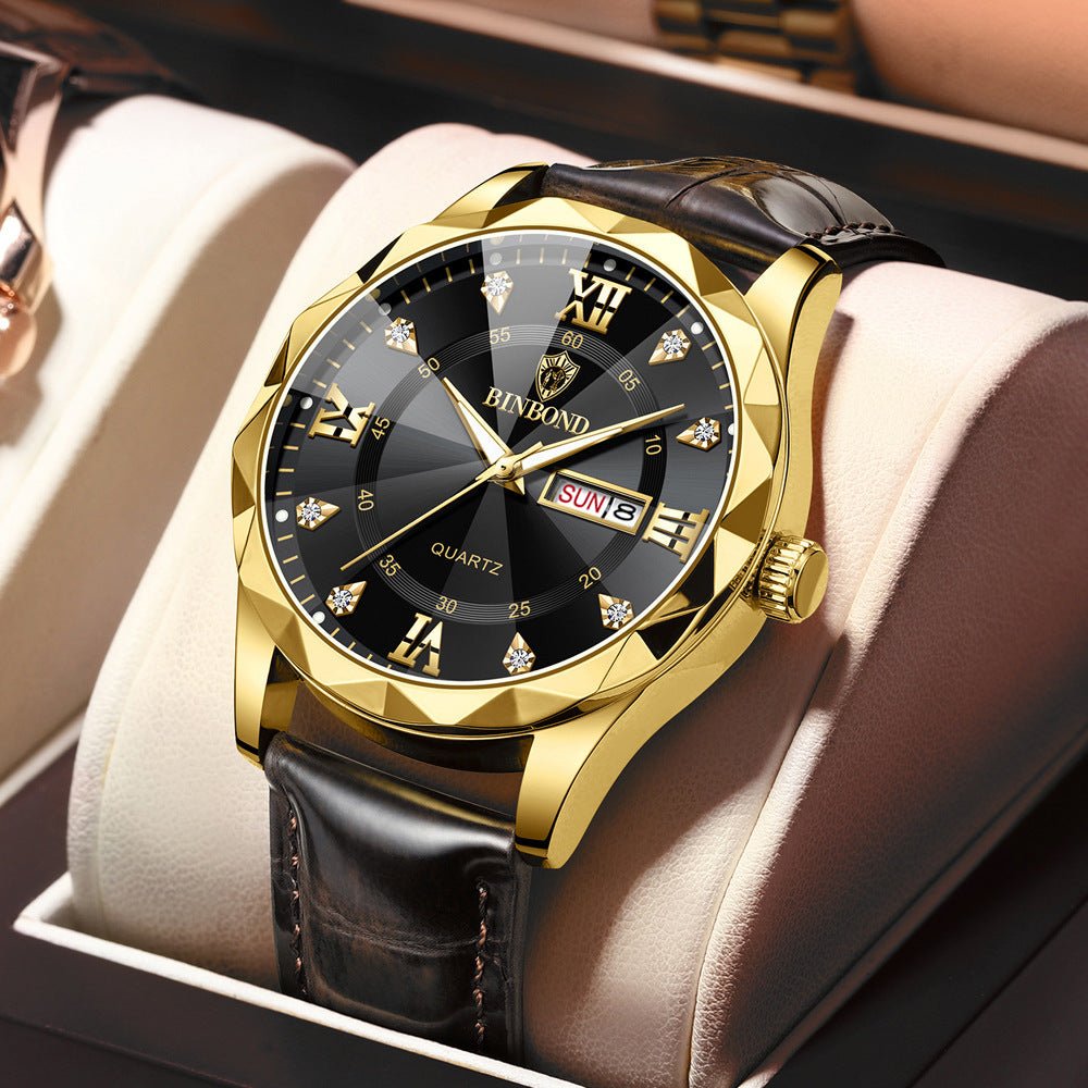 Montre Quartz Homme en Cuir Véritable Étanche - Style Affaires et Loisirs - Allomarc.com