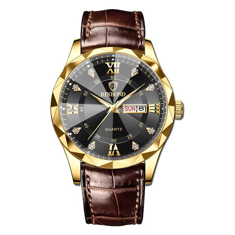 Montre Quartz Homme en Cuir Véritable Étanche - Style Affaires et Loisirs - Allomarc.com