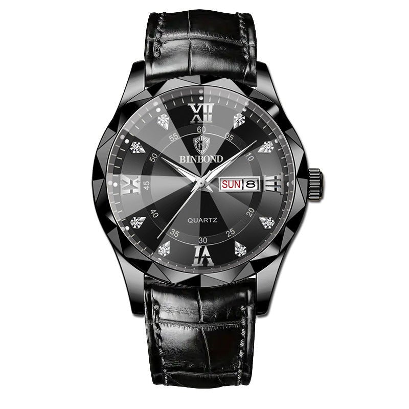 Montre Quartz Homme en Cuir Véritable Étanche - Style Affaires et Loisirs - Allomarc.com