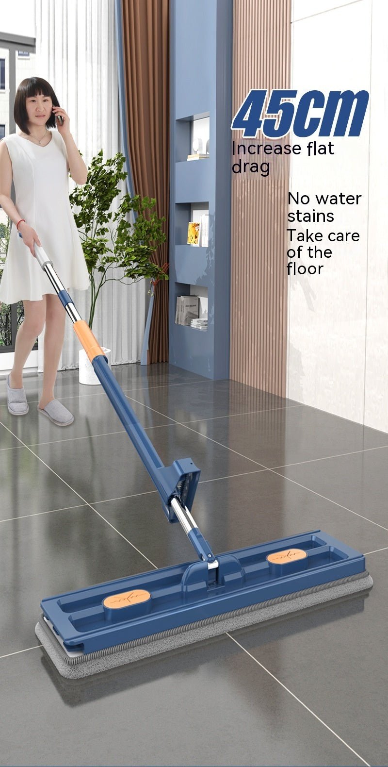 Nouveau Mop Plat Large Style 360° Rotation - Parfait pour Tous Types de Sols - Allomarc.com