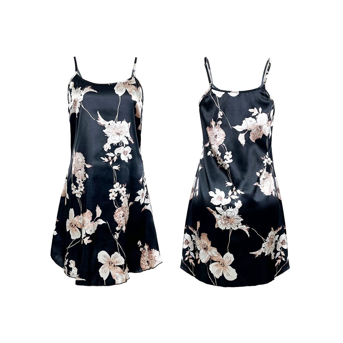 Nuisette Sexy en Soie Glacée Style Français avec Fleurs - Allomarc.com