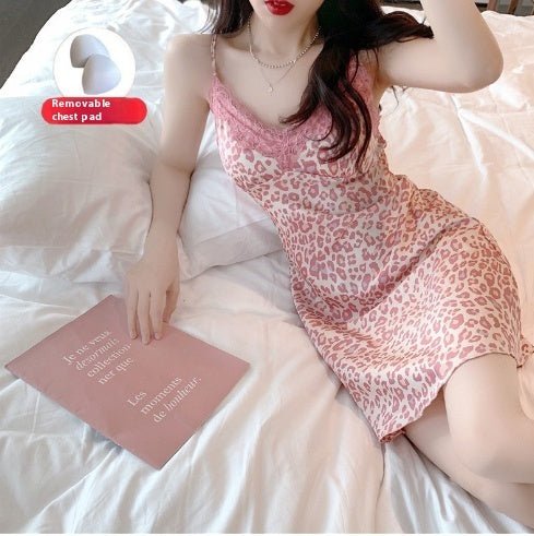 Nuisette Sexy V - cou en Soie Glacée Léopard - Allomarc.com