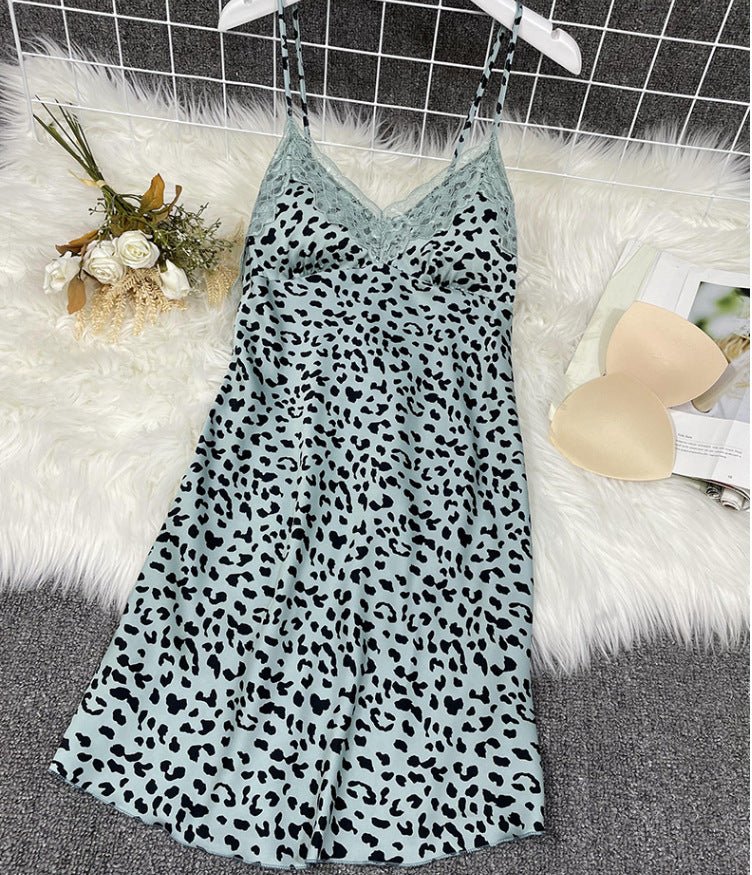 Nuisette Sexy V - cou en Soie Glacée Léopard - Allomarc.com