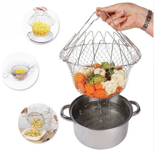 Panier de Friture Pliant Télescopique en Acier Inoxydable - Allomarc.com