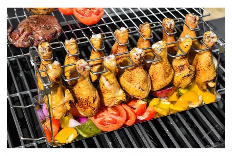Panier de Gril Portable en Acier Inoxydable avec 14 Slots pour BBQ - Allomarc.com