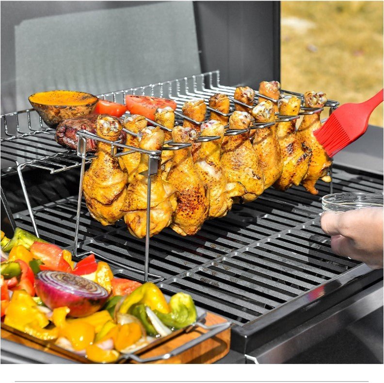 Panier de Gril Portable en Acier Inoxydable avec 14 Slots pour BBQ - Allomarc.com