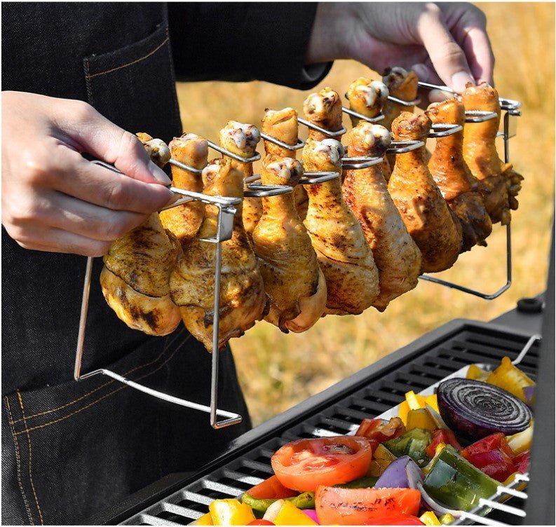 Panier de Gril Portable en Acier Inoxydable avec 14 Slots pour BBQ - Allomarc.com