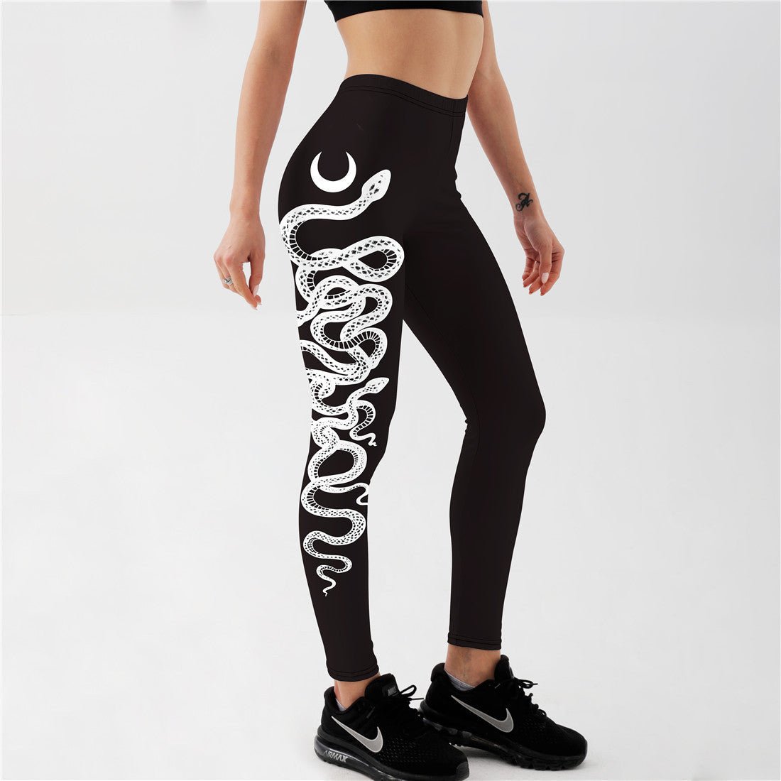 Pantalon de Yoga 3D Argent Serpent Lune Personnalité - Allomarc.com