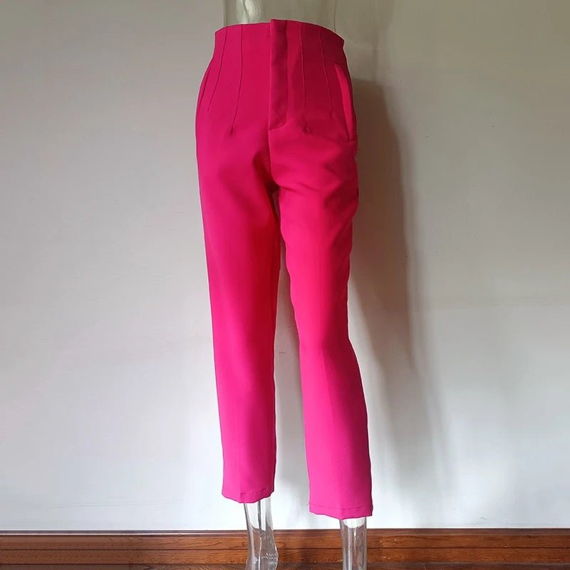 Pantalon Slim - Fit Lié à Taille Haute en Couleur Unie - Allomarc.com