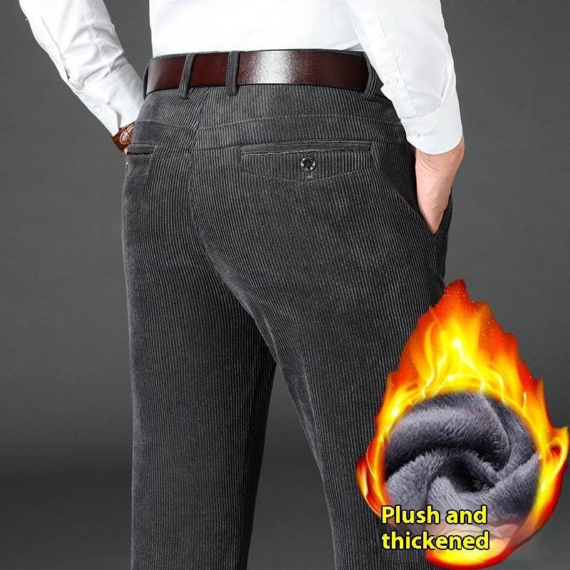 Pantalons en Velours Côtelé Épais Doublés en Polaire pour Hommes - Allomarc.com