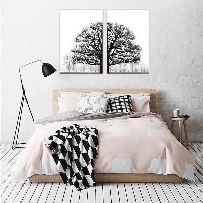 Peinture Décorative Moderne Canapé Hiver Noir et Blanc - Allomarc.com
