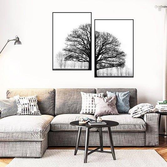 Peinture Décorative Moderne Canapé Hiver Noir et Blanc - Allomarc.com
