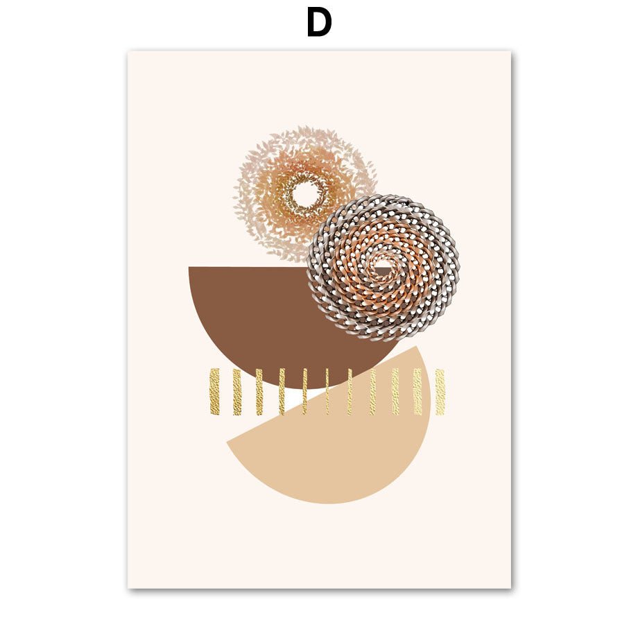 Peinture Géométrique Abstraite Boho avec Feuilles - Allomarc.com