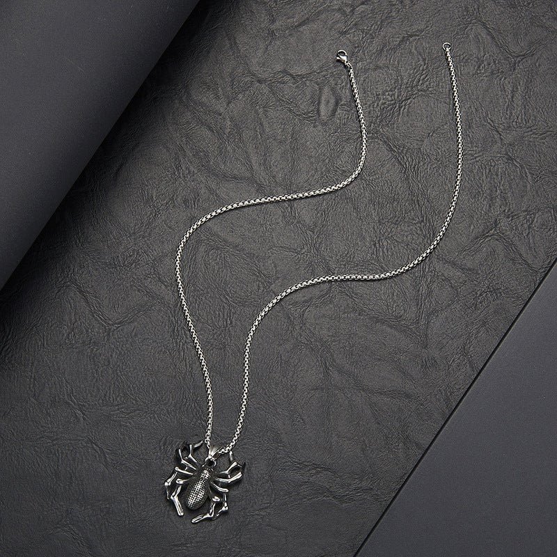 Pendentif en Acier Titane Spider Punk pour Homme - Allomarc.com