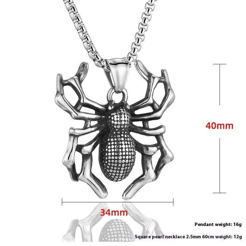 Pendentif en Acier Titane Spider Punk pour Homme - Allomarc.com