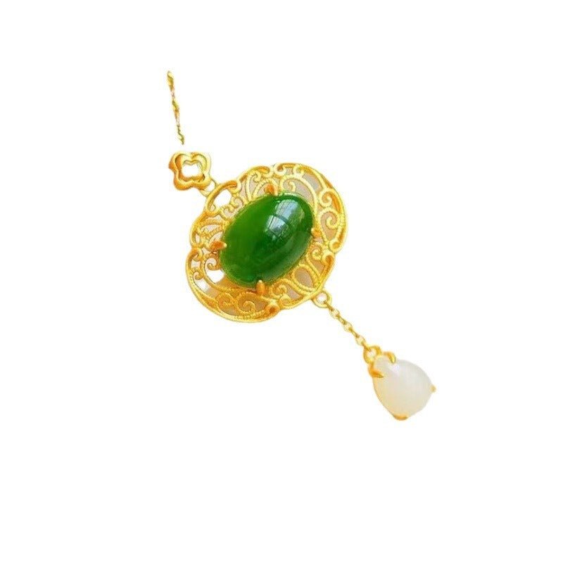 Pendentif en Jade Naturel Xinjiang Hetian avec Incrustation d'Or Ancien pour Femmes - Allomarc.com