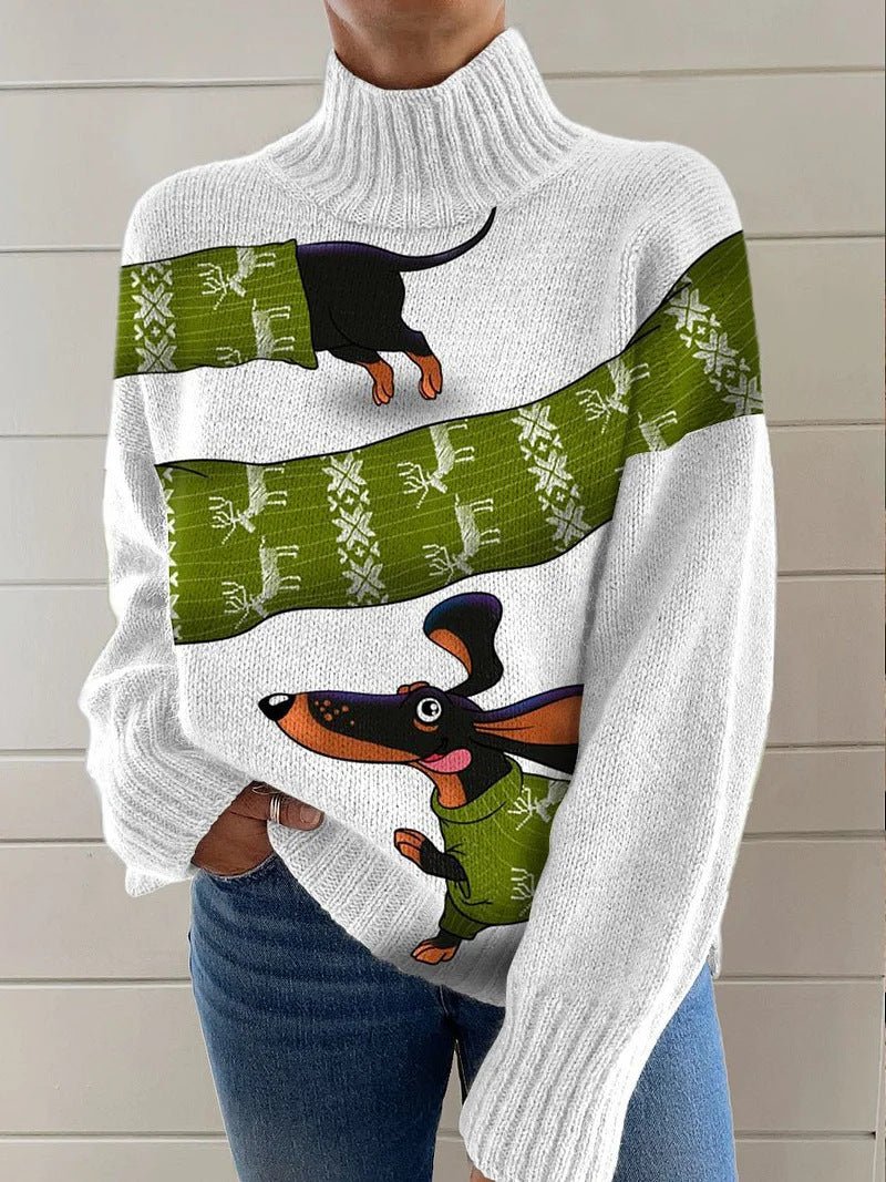 Pull Turtleneck Imprimé pour Femmes à Noël - Allomarc.com