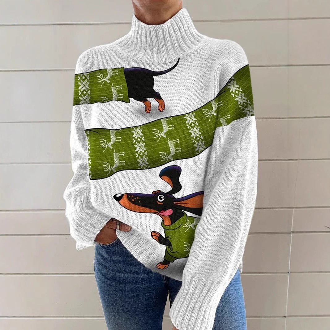 Pull Turtleneck Imprimé pour Femmes à Noël - Allomarc.com