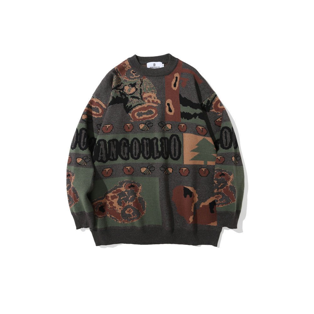 Pull Vintage Jacquard Tricoté Style Européen et Américain - Allomarc.com