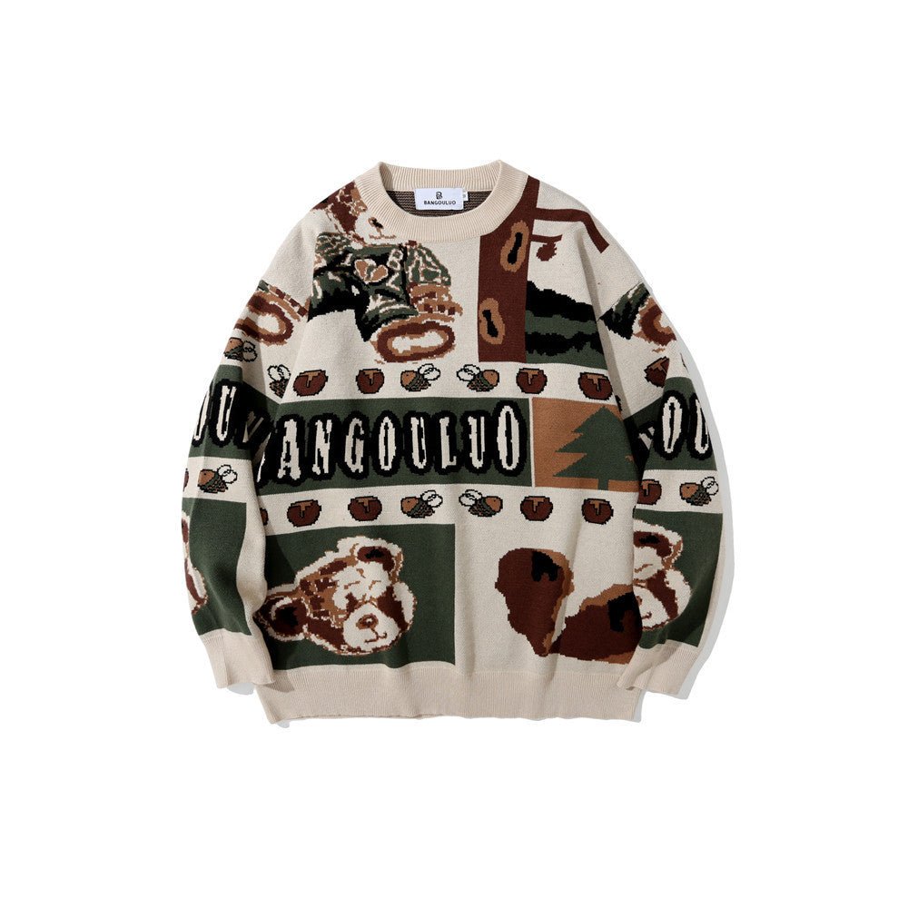 Pull Vintage Jacquard Tricoté Style Européen et Américain - Allomarc.com