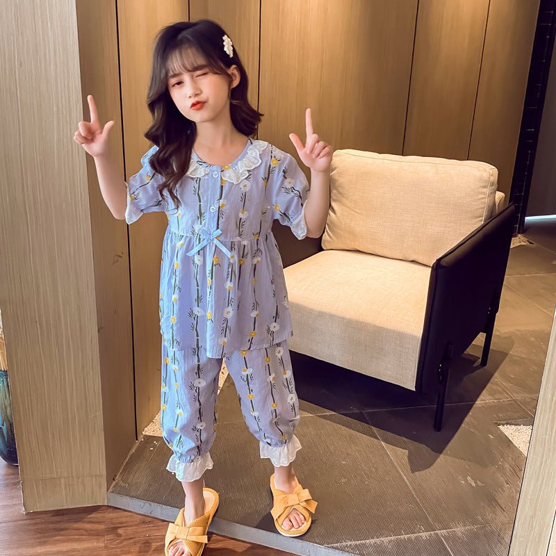 Pyjamas en coton à manches courtes pour petites filles - Confort et fraîcheur - Allomarc.com