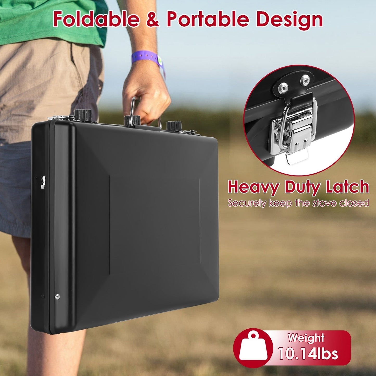 Réchaud de Camping Portable à 3 Brûleurs 20000 BTU avec Plateau à Toast et Pare - vent - Allomarc.com