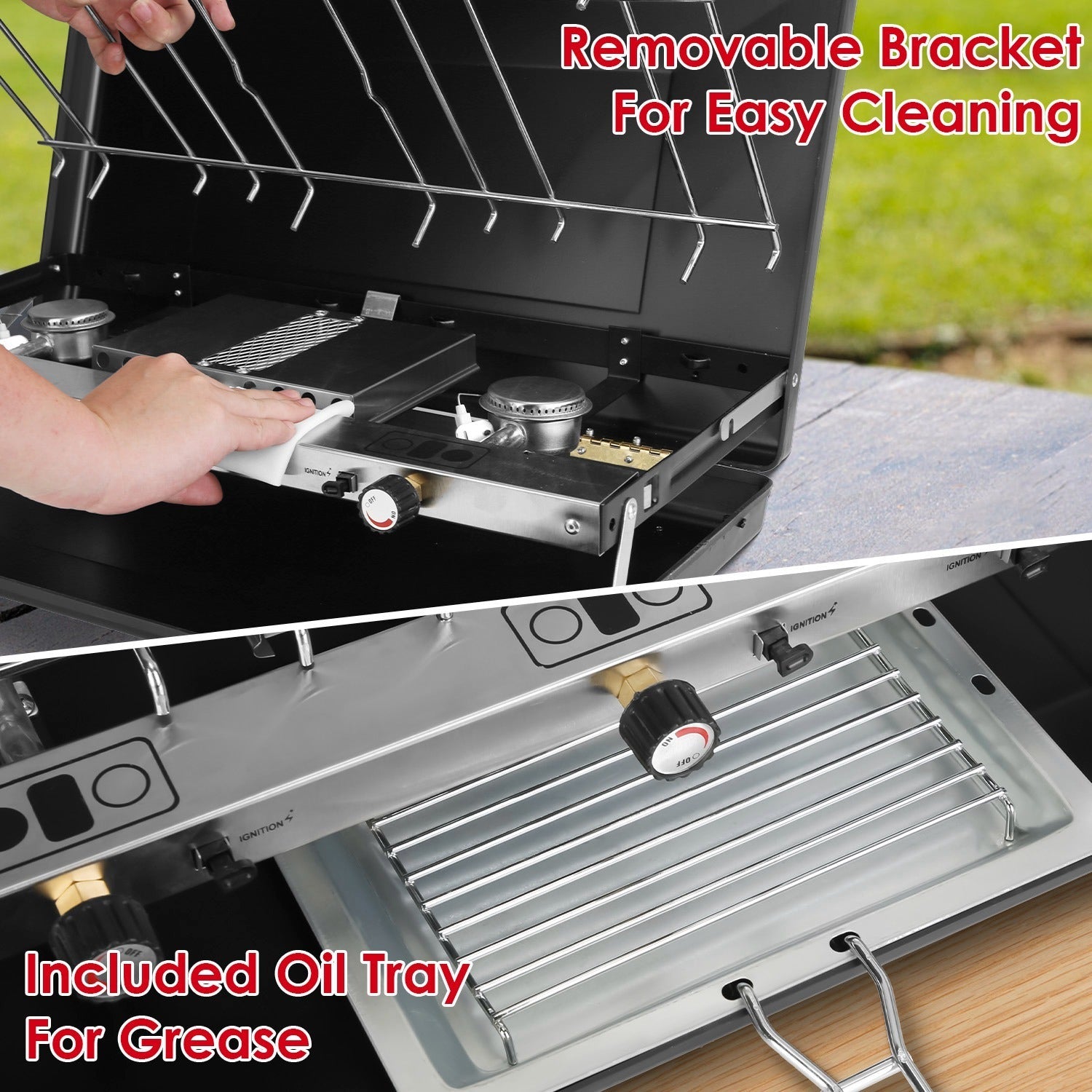 Réchaud de Camping Portable à 3 Brûleurs 20000 BTU avec Plateau à Toast et Pare - vent - Allomarc.com
