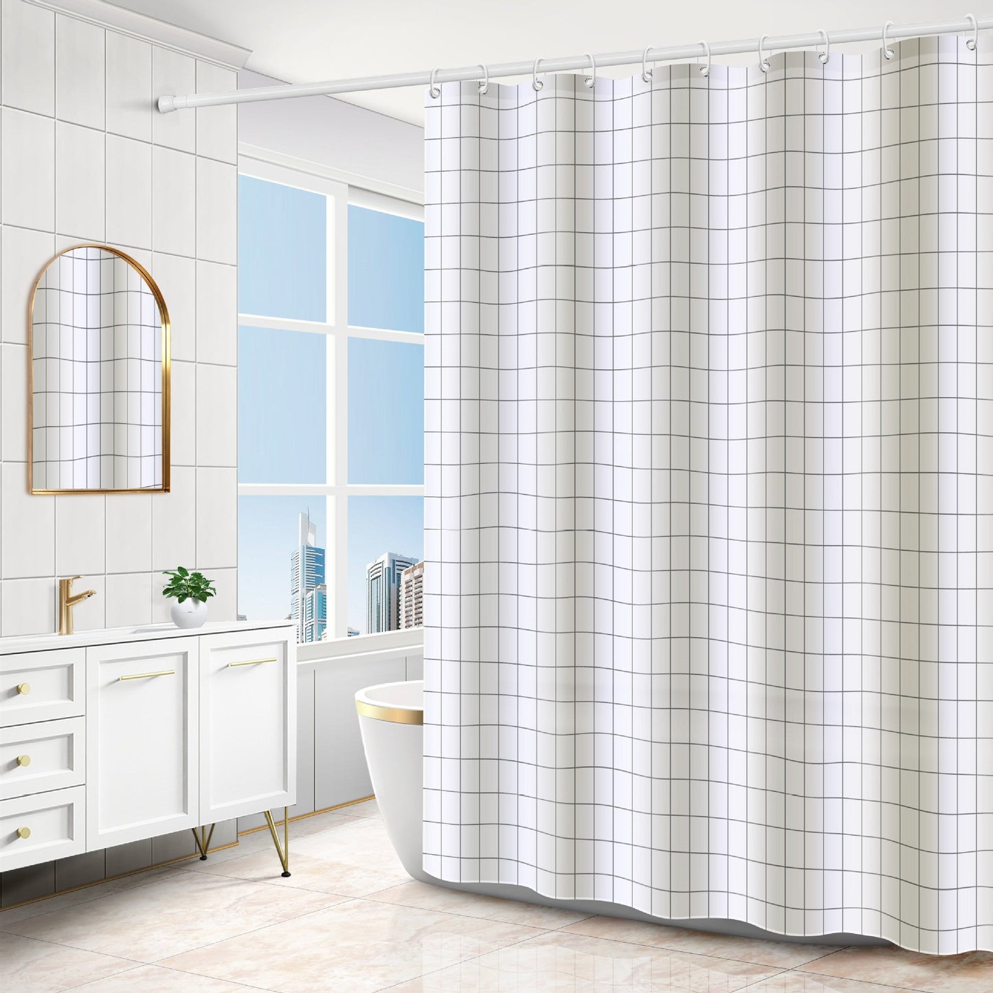 Rideau de Douche Partition Moderne en PEVA - Allomarc.com